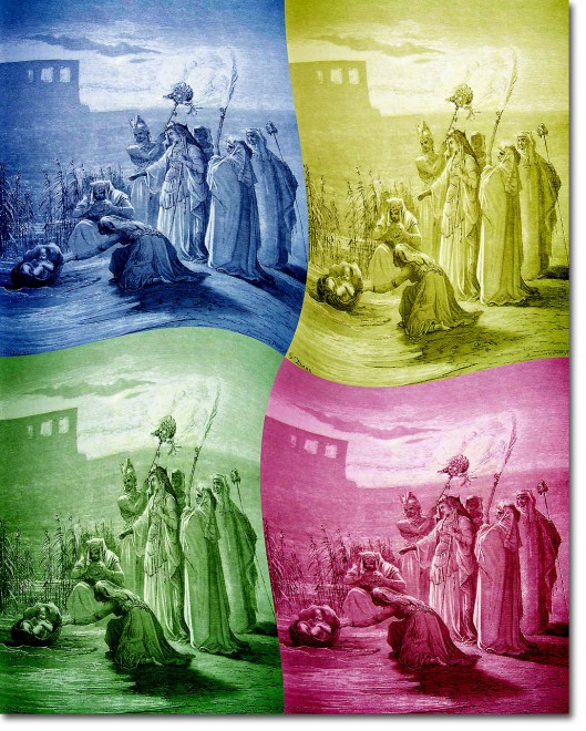 Moïse sauvé des eaux, d'après une gravue de Gustave Doré